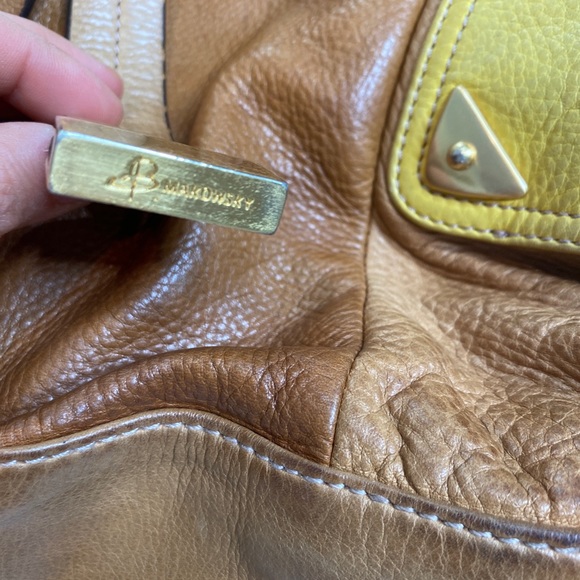 B Makowsky leather Tan Multicolored handbag Shoulder Gold Hardware A021121 - Picture 8 of 10